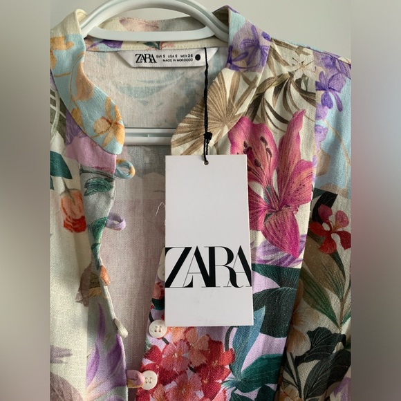 Zara Floral Parrot Dress Small - Picture 6 of 7